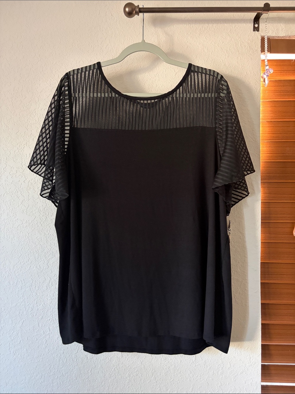 NWOT Short Sleeve Blouse with Sheer Stripes